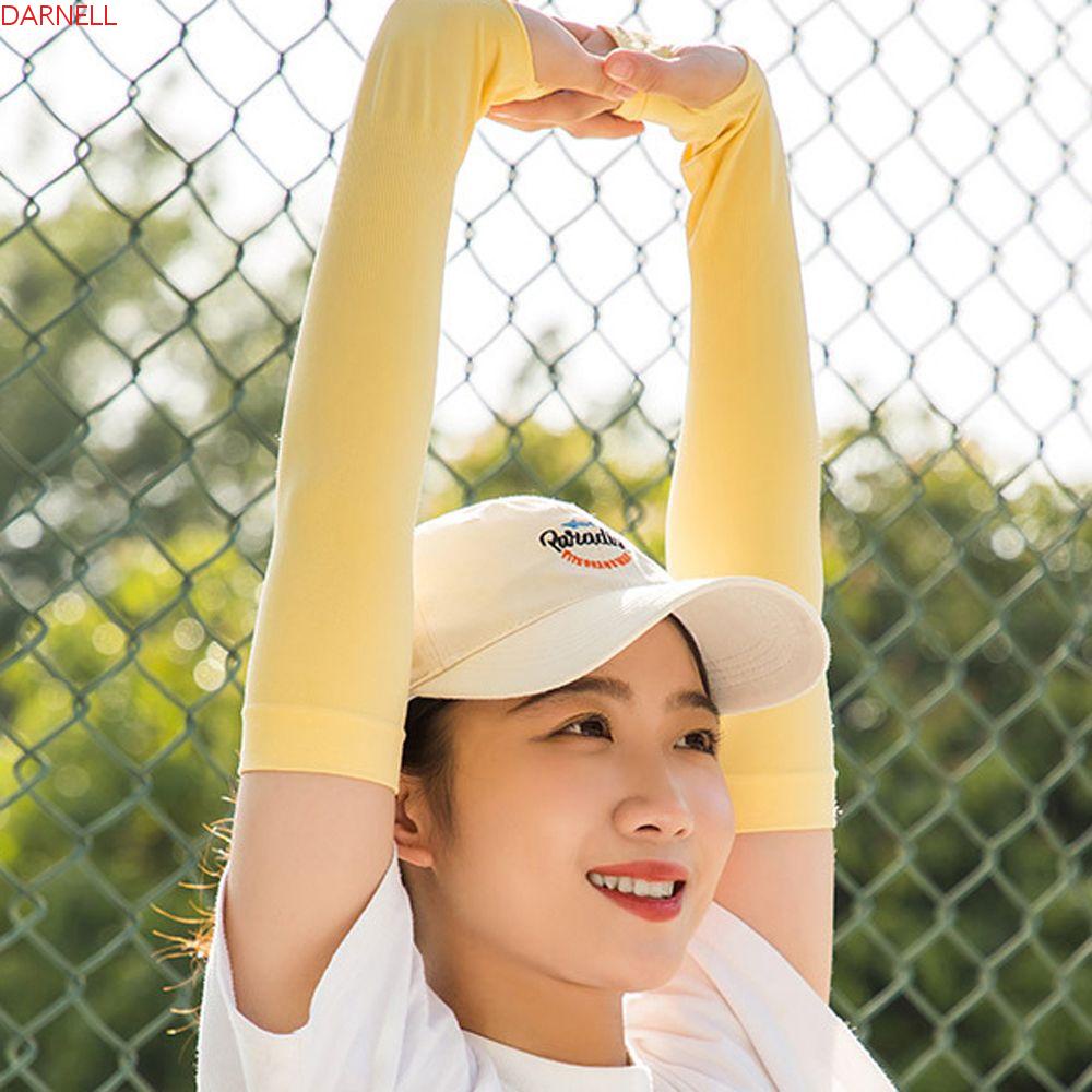 DARNELL Găng Cánh Tay Chống Nắng Không Ngón Chống Thấm Nước Màu Sắc Đơn Giản Cho Nữ