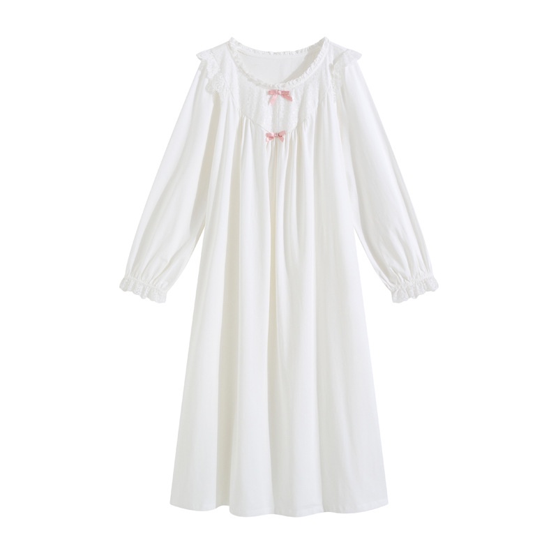 Đầm Ngủ Tay Dài Chất Cotton Màu Sắc Ngọt Ngào Thời Trang Thu Đông Cho Nữ 2023