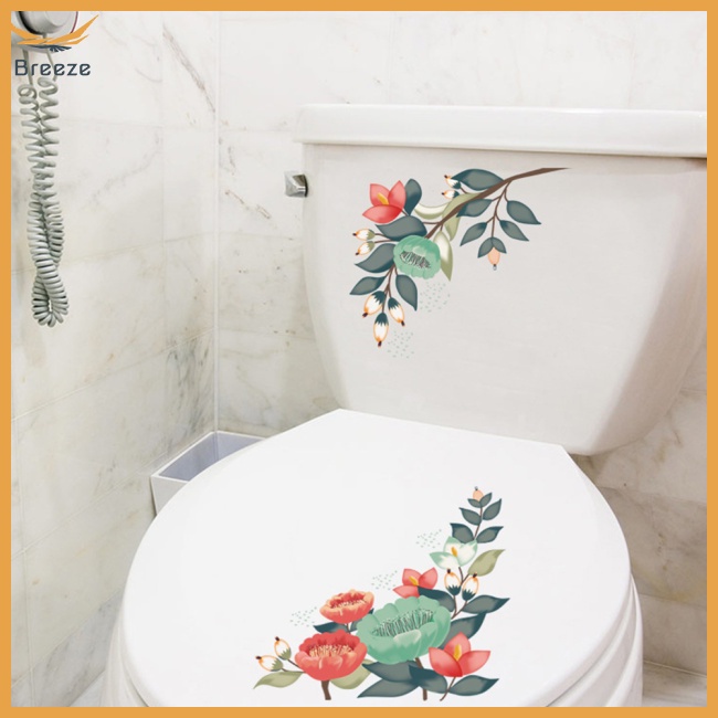 Sticker Dán Toilet Chống Thấm Nước Tự Dính Họa Tiết Hoa 3D Nghệ Thuật