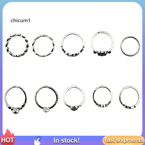Set 10 Nhẫn Đeo Khớp Ngón Tay Phong Cách Vintage