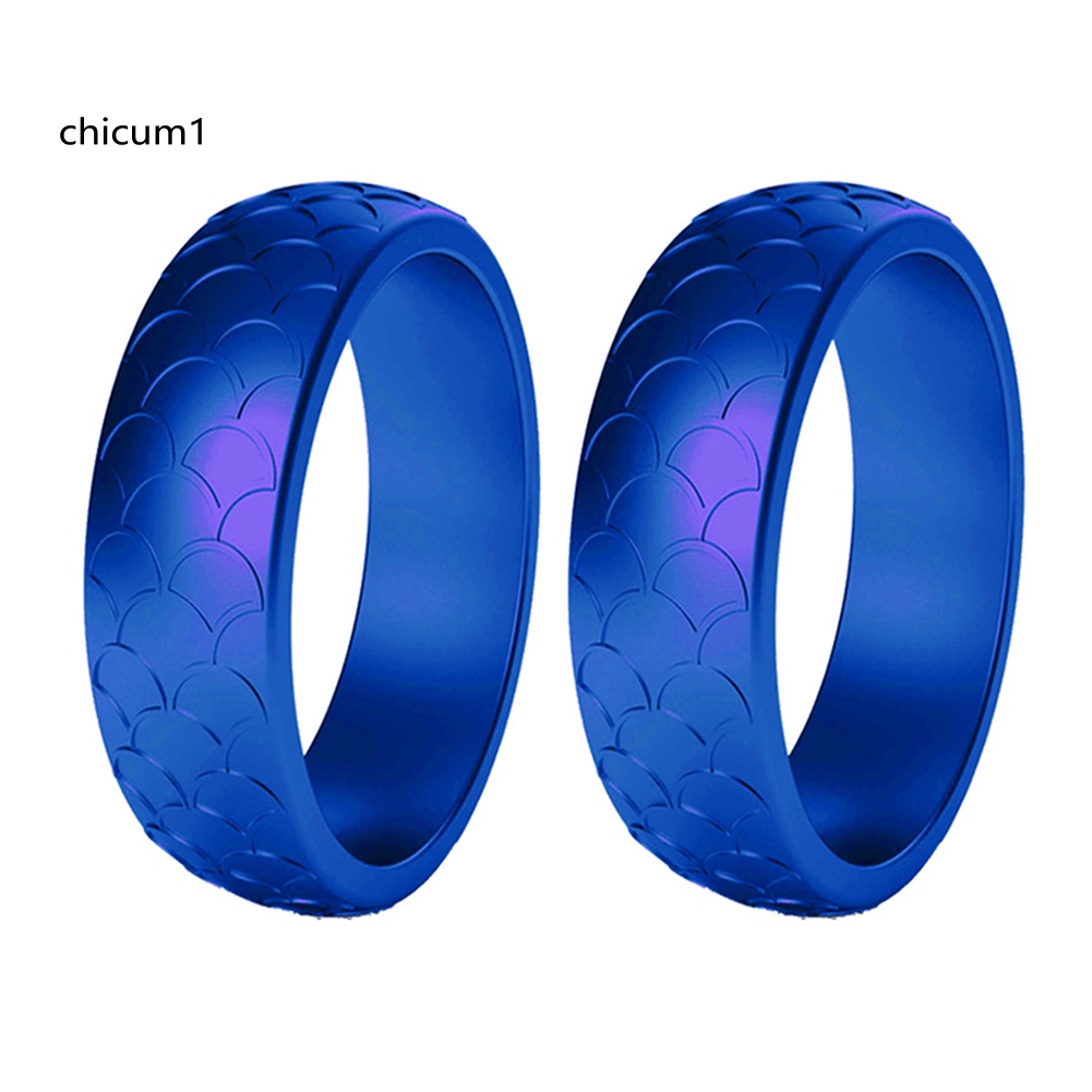 Set 2 Nhẫn Silicone Họa Tiết Vảy Cá Cho Nữ