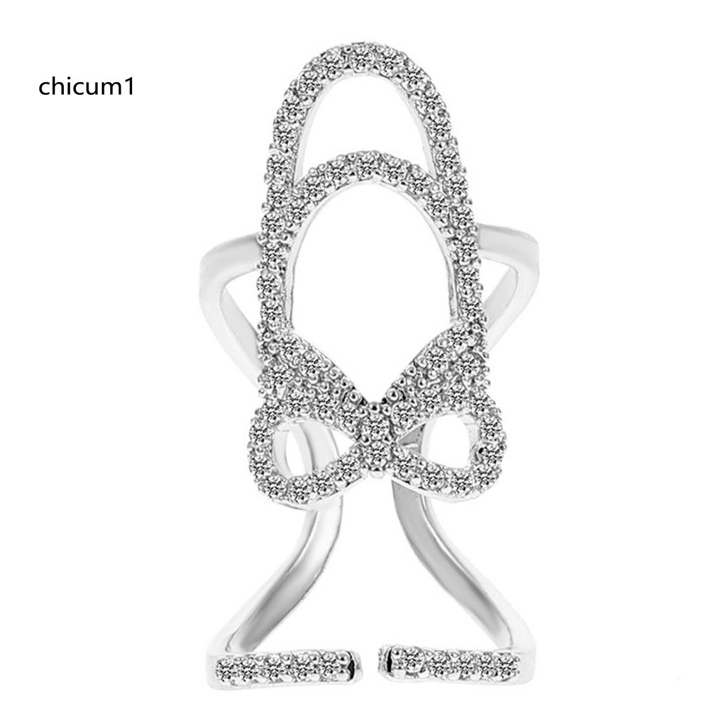 Nhẫn Hở Đính Đá Lấp Lánh Có Thể Điều Chỉnh Trang Trí Móng Tay