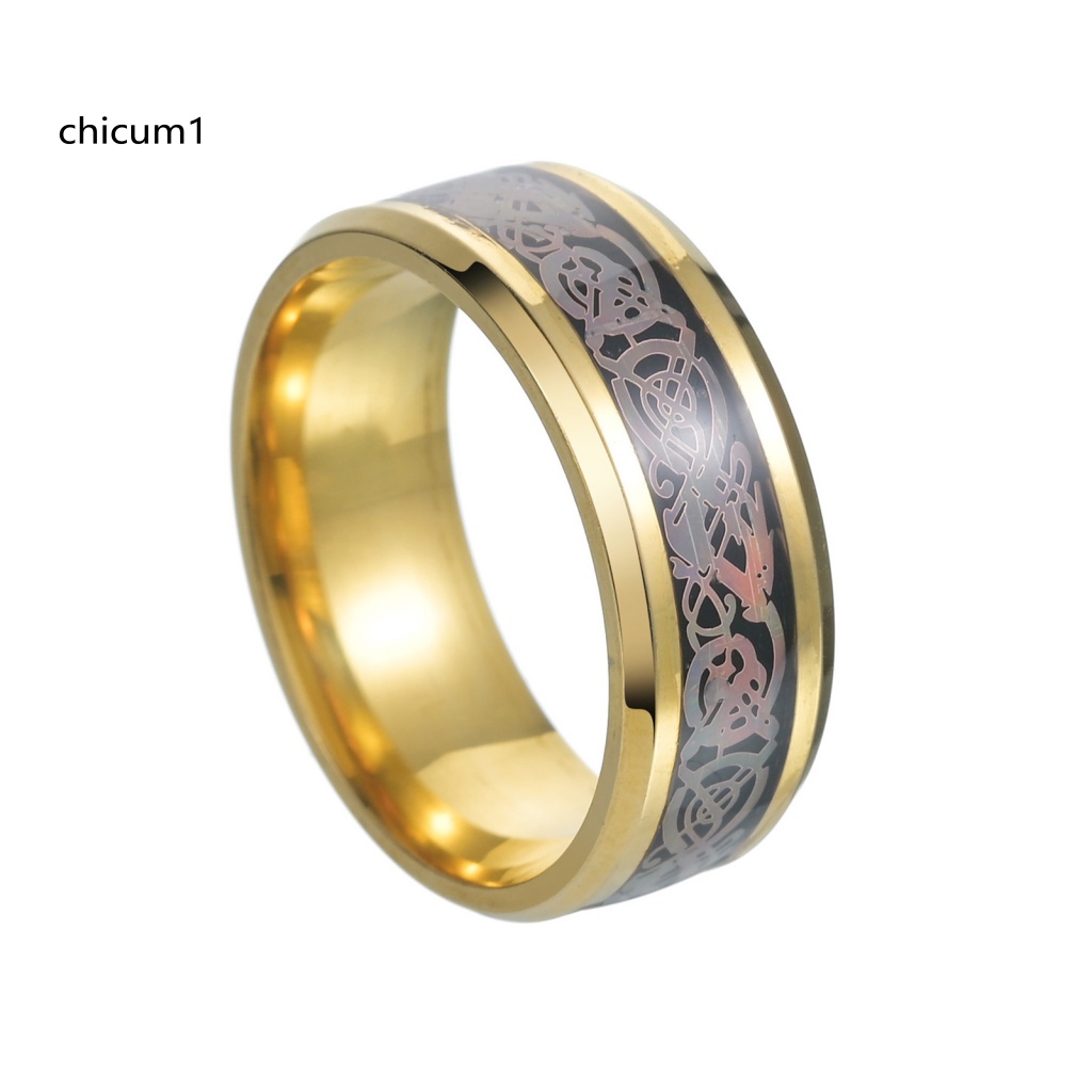 Nhẫn Mạ Thép Titan Nhẹ In Họa Tiết Nhiều Màu Sắc Chống Phai Màu Nhỏ Gọn Tinh Tế Thời Trang Cho Nam