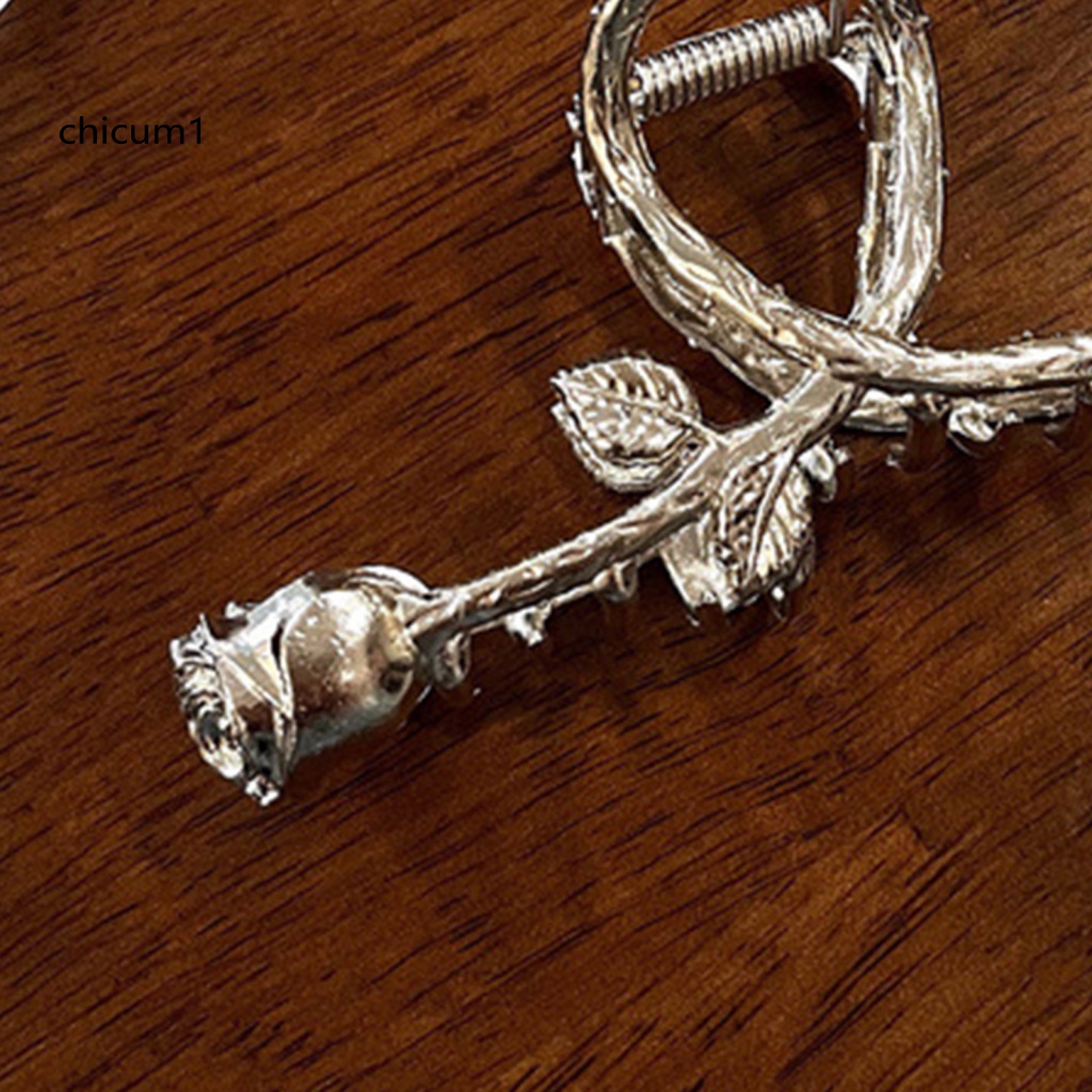 Kẹp Tóc Hình Hoa Hồng Màu Bạc Nhẹ Nhàng Thanh Lịch Chống Biến Dạng Cạnh Mịn Màng