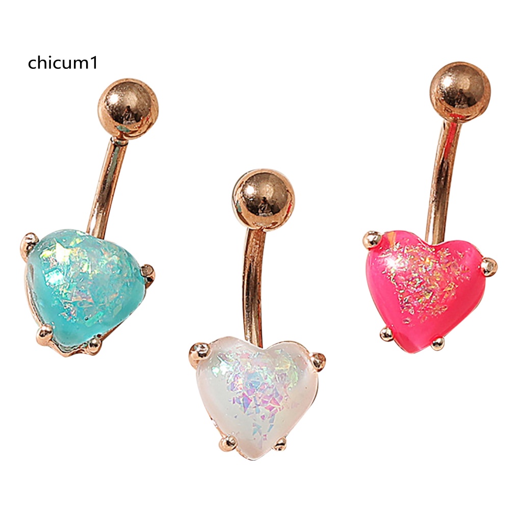 Khuyên RốN HìNh Tim ĐíNh Đá BằNg ThéP Không Gỉ