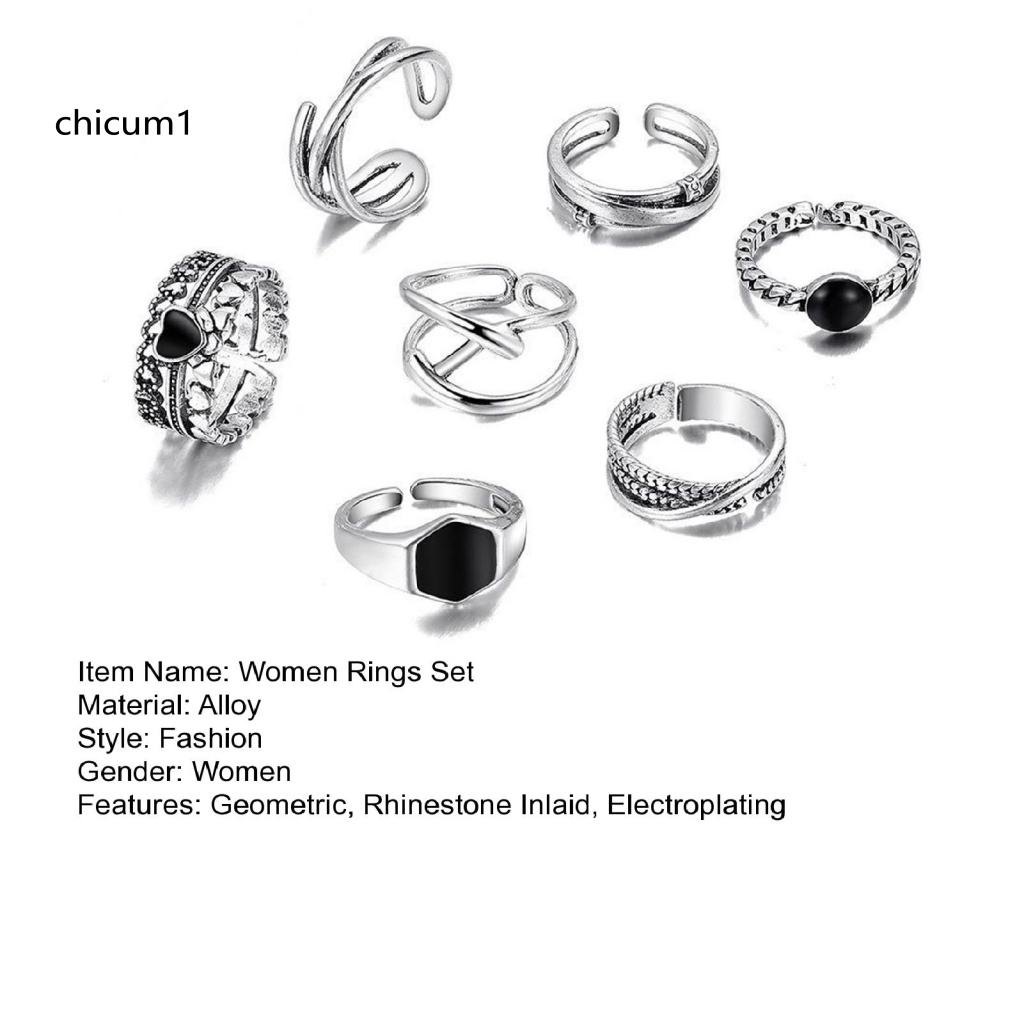 Set 7 Nhẫn Đeo Khớp Ngón Tay Đính Đá Thời Trang Cho Nữ