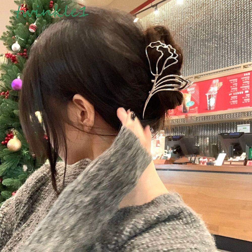 TWINKLE Kẹp Tóc Kim Loại Hình Hoa Hồng / Cá Mập Dễ Thương Sáng Tạo Cho Nữ