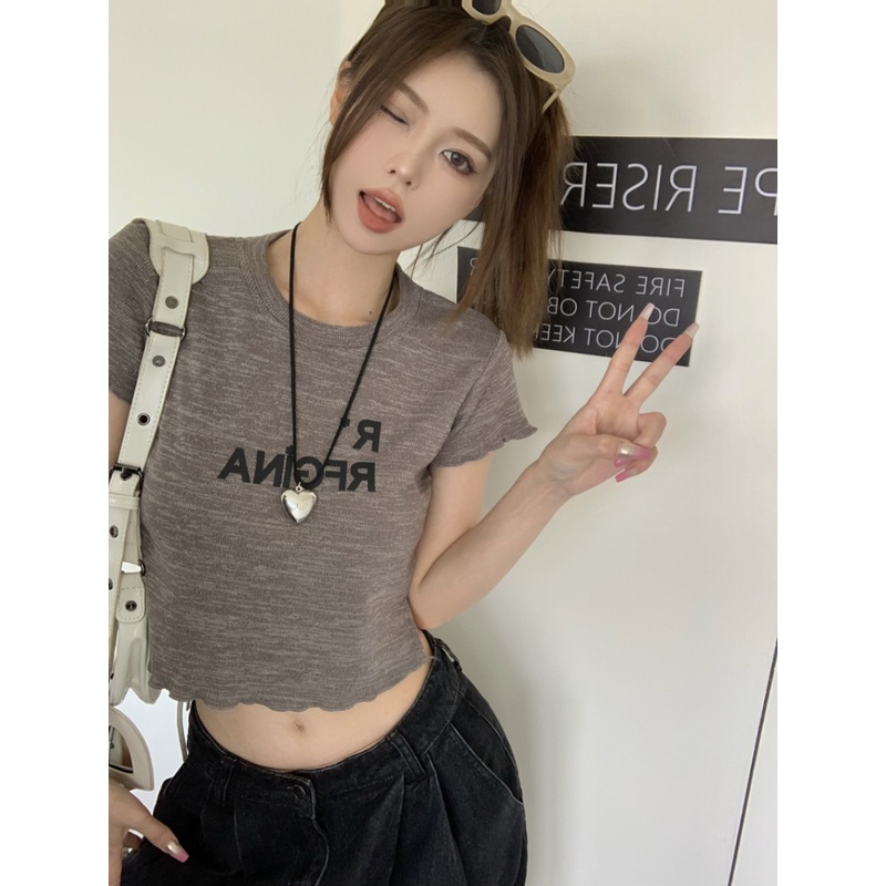 Áo Thun Ngắn Tay Cổ Tròn In Chữ Cá Tính Thời Trang