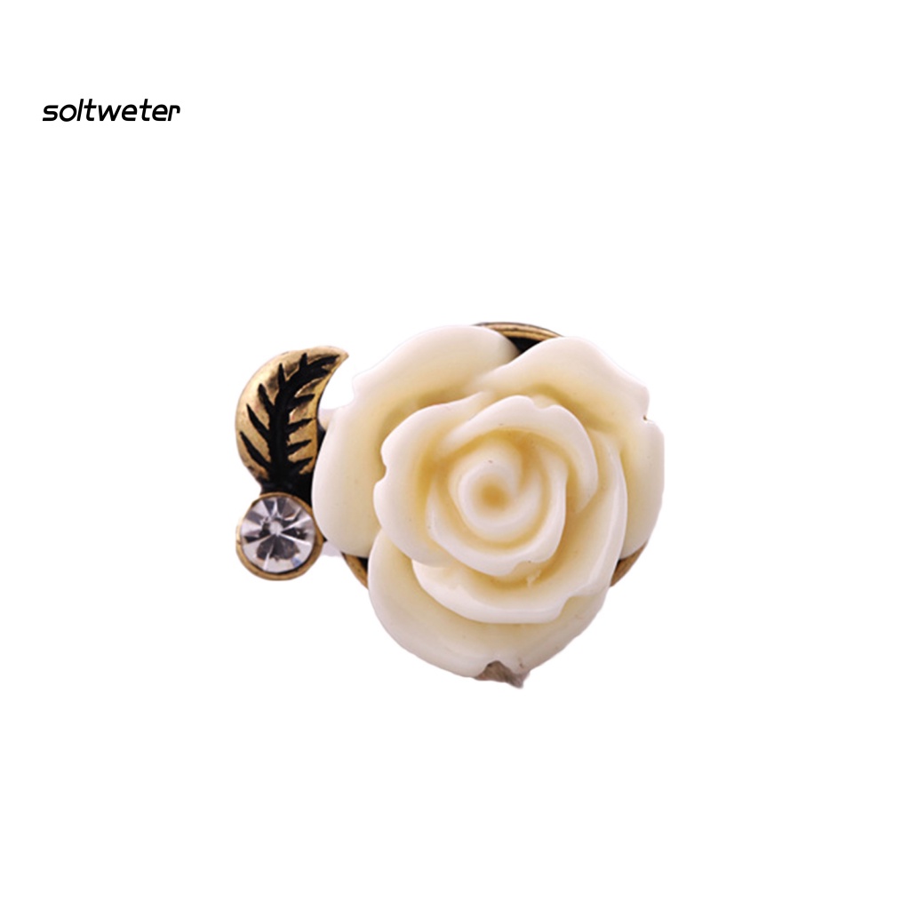 Nhẫn Đính Đá Hình Hoa Hồng Phong Cách Vintage Thanh Lịch Cho Nữ