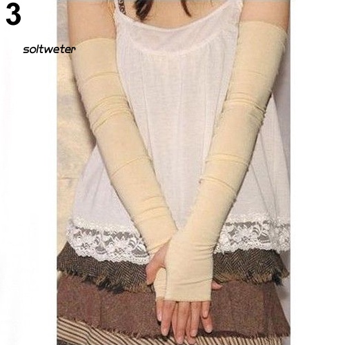 Găng Tay Cotton Dài Hở Ngón Chống Nắng Và Tia UV Thời Trang Cho Nữ