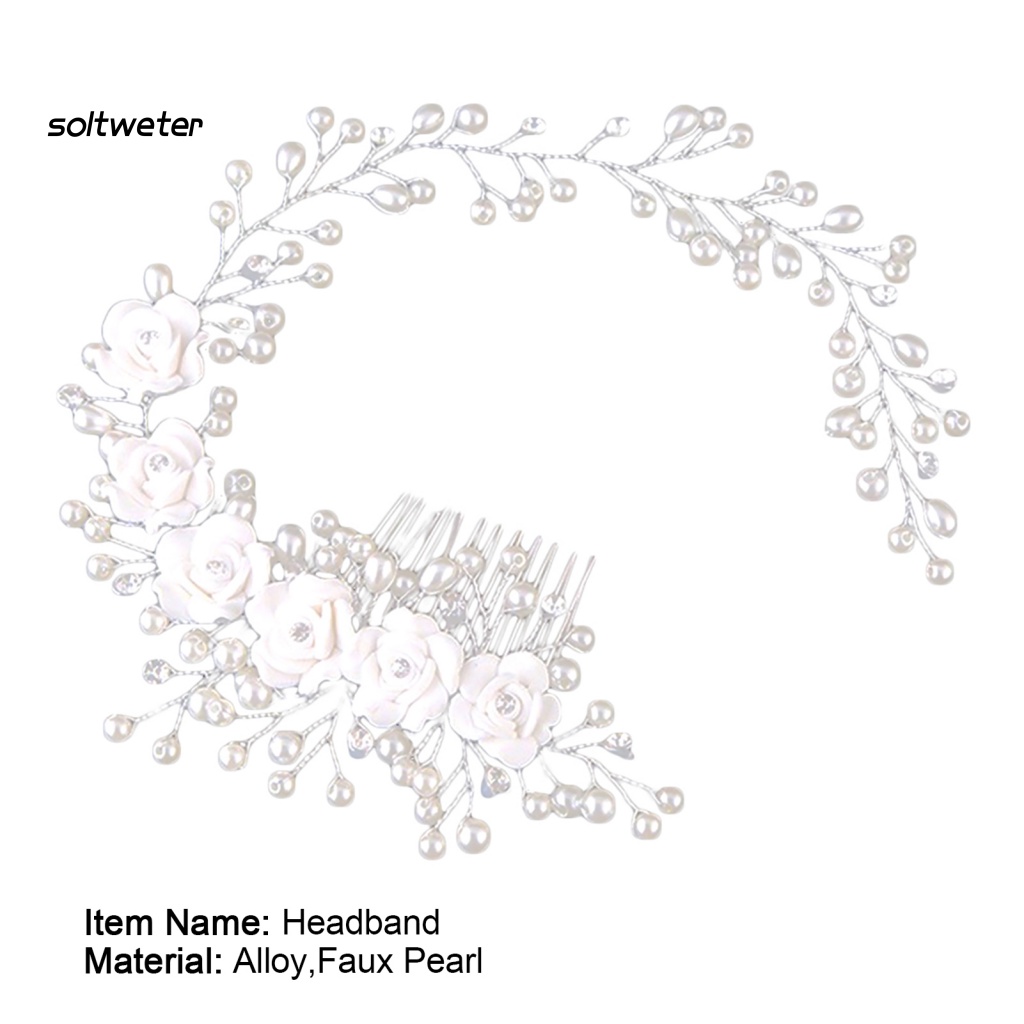 Cài Tóc Hoa Đính Đá / Ngọc Trai Giả Bằng Hợp Kim Lấp Lánh Thời Trang Cho Cô Dâu