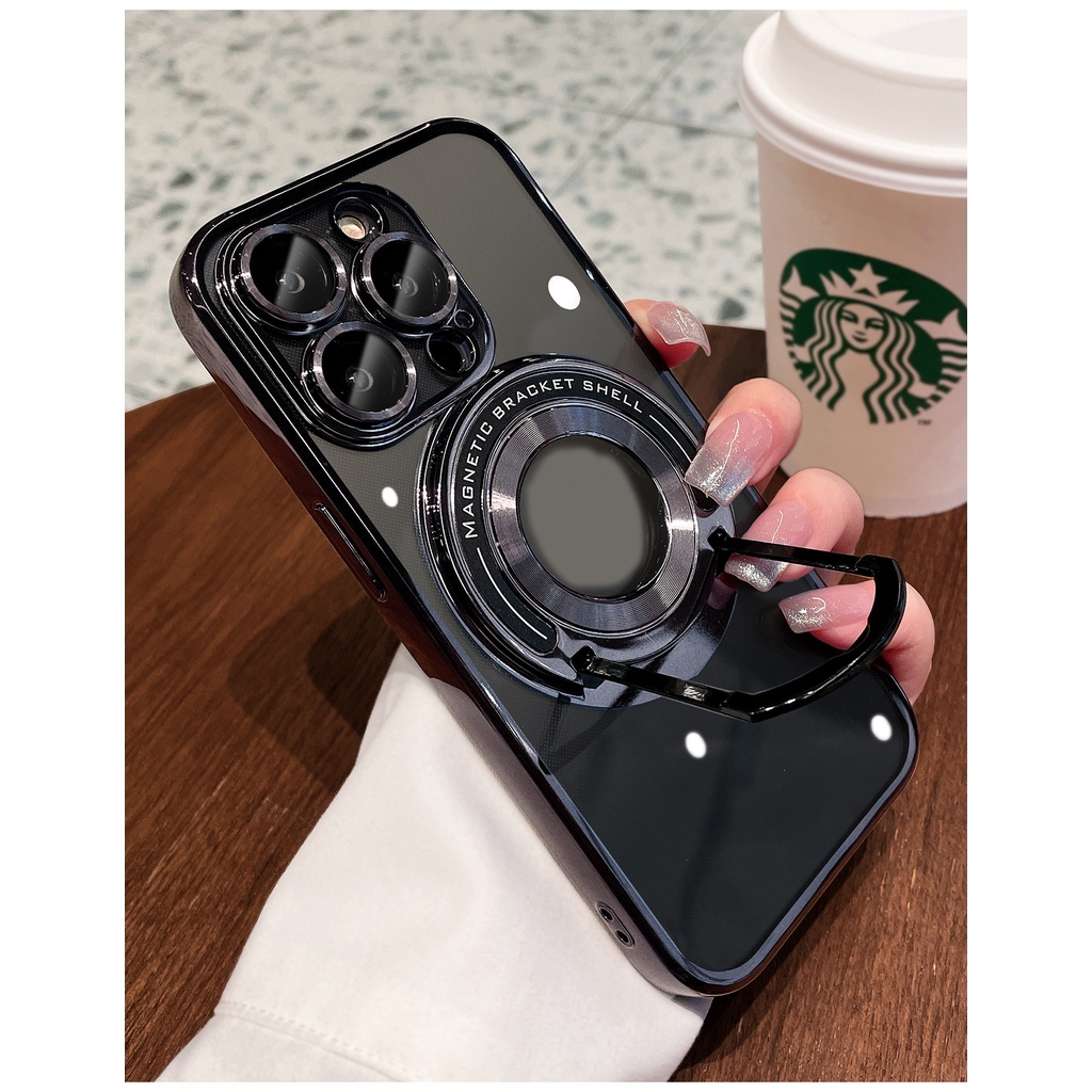 Ốp Điện Thoại Mềm Trong Suốt Chống Rơi Chống Sốc Có Giá Đỡ Từ Tính Cho iPhone 14 13 12 11 Pro Max 14 Plus