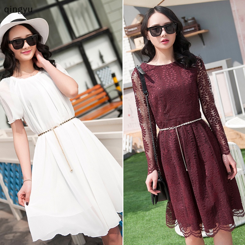 Thắt Lưng Dây Xích Đính Ngọc Trai Có Thể Điều Chỉnh Thời Trang Mới Cho Nữ