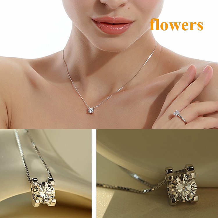 Vòng cổ Mạ Bạc Mặt Tròn Đính Đá Zircon Dễ Thương