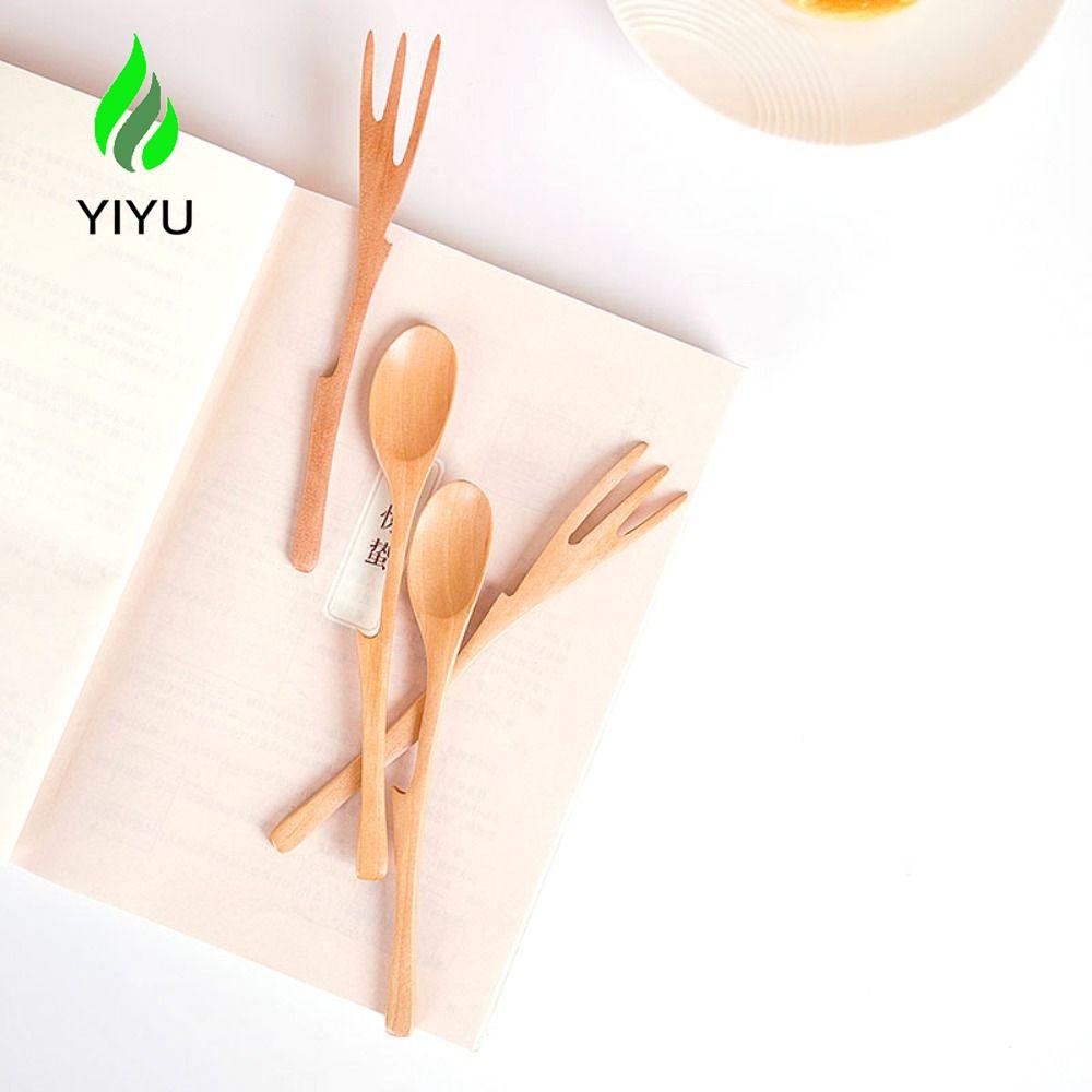 YIYU Muỗng Cà Phê Cán Gỗ Hình Nhánh Cây Phong Cách Nhật Bản Thân Thiện Với Môi Trường