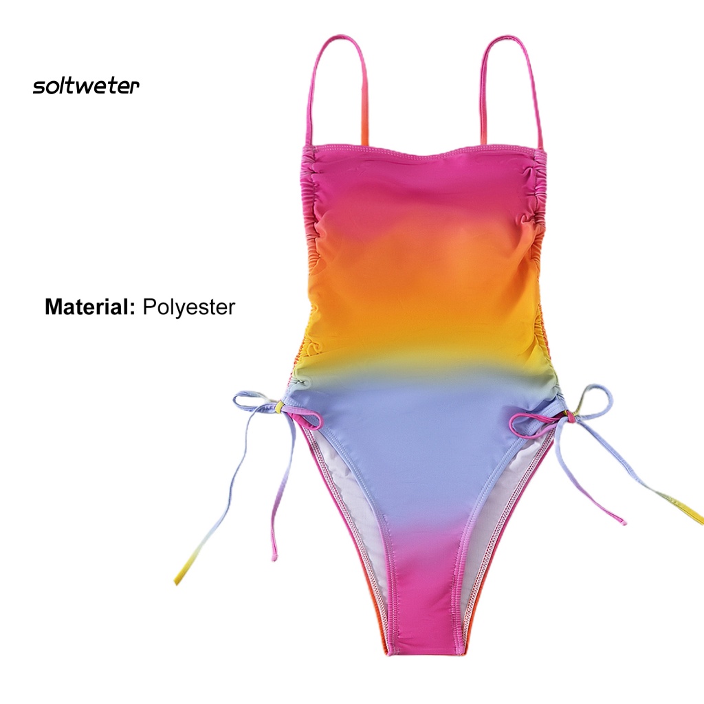 St Bộ Đồ Bơi Bikini Một Mảnh Dây Rút Màu Gradient Dành Cho Nữ
