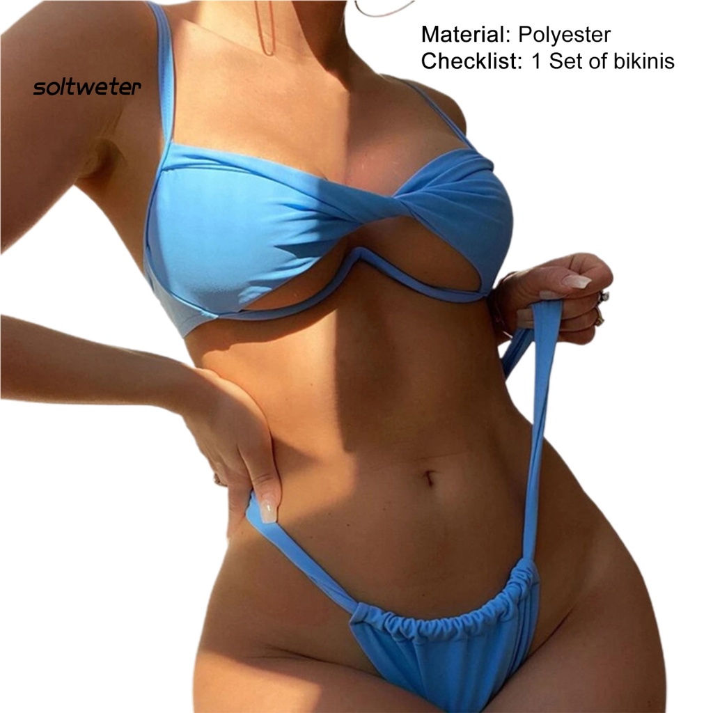 Bộ Bikini 2 Mảnh Màu Sắc Thời Trang Quyến Rũ Cho Nữ