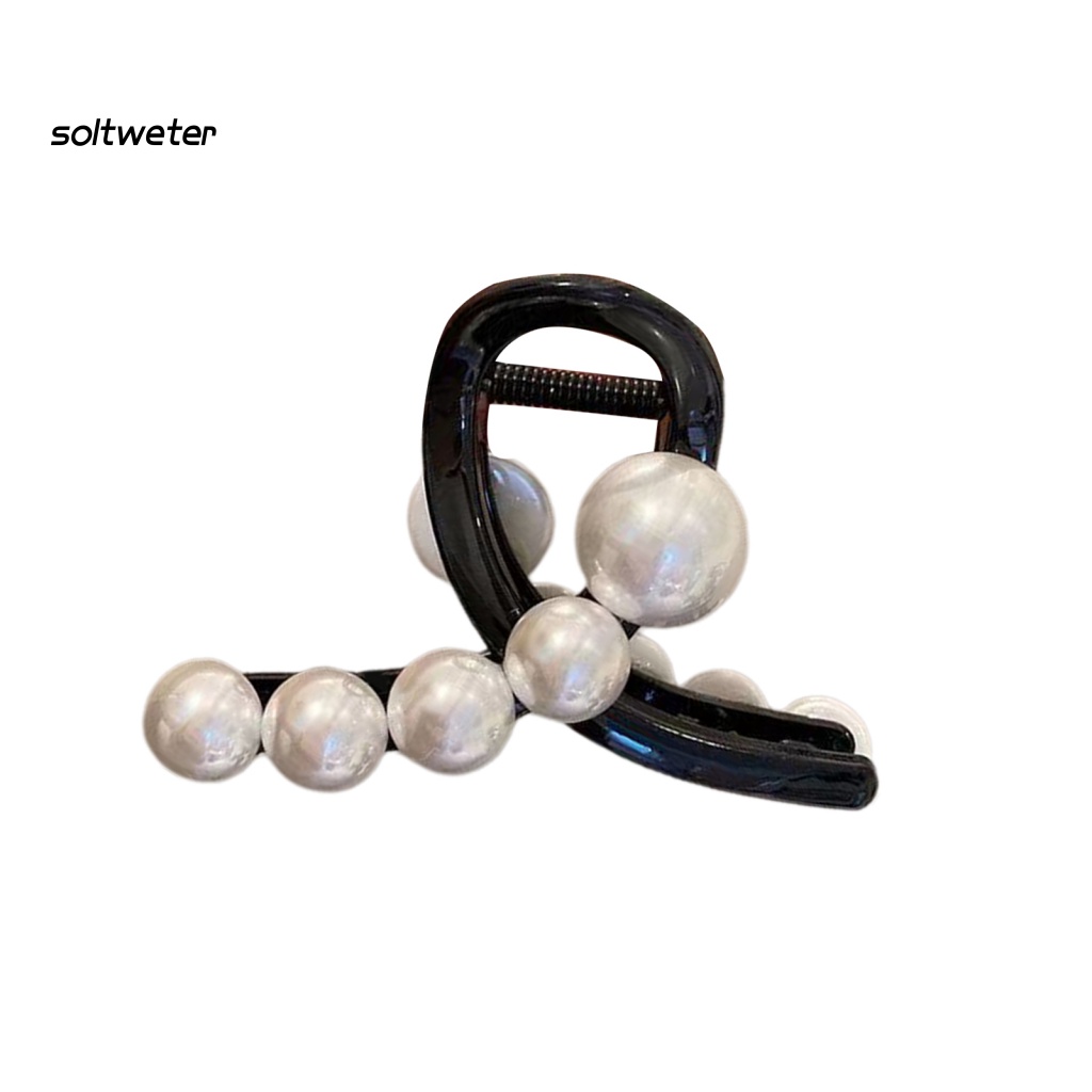 Kẹp Tóc Móng Vuốt Đính Ngọc Trai Giả Màu Sắc Tương Phản Chống Trượt Tiện Dụng Cho Nữ