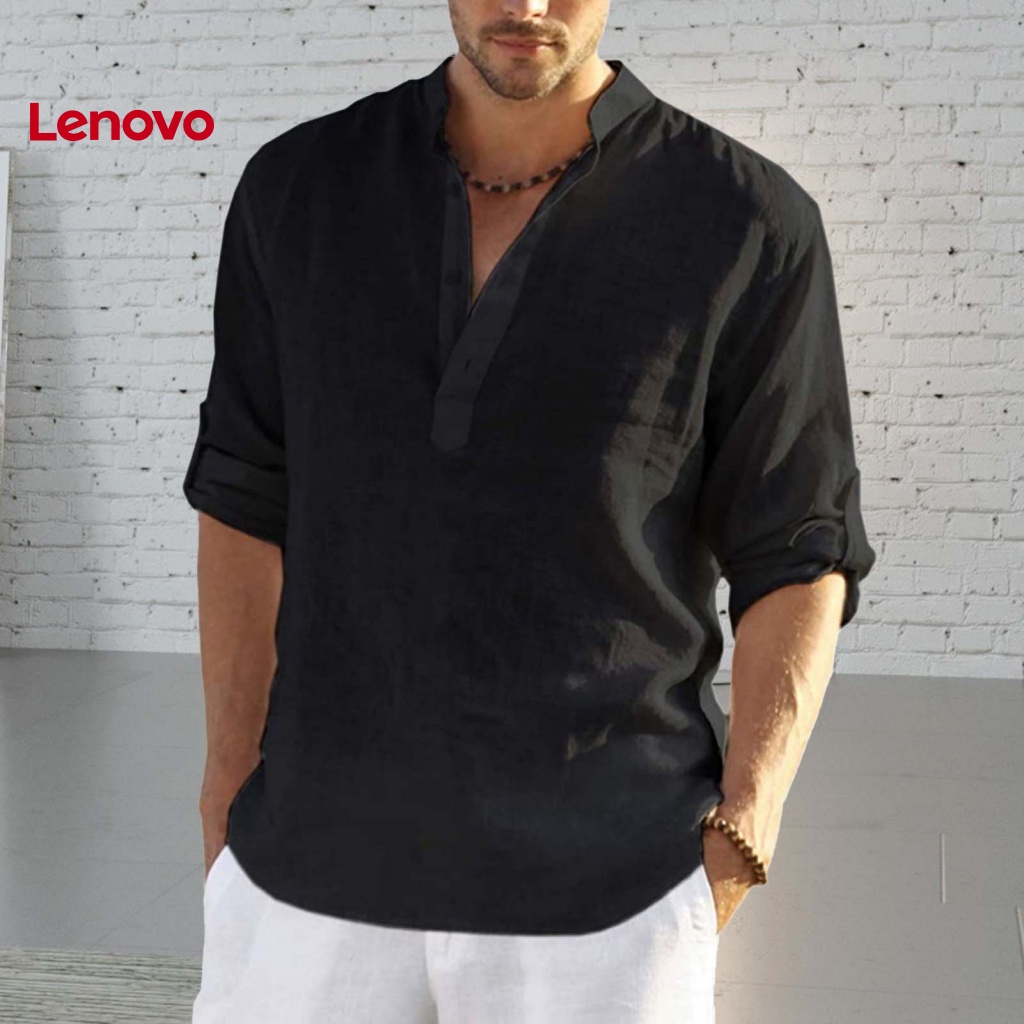 Áo Sơ Mi Nam Dài Tay Cổ Chữ V Màu Sắc Thanh Lịch