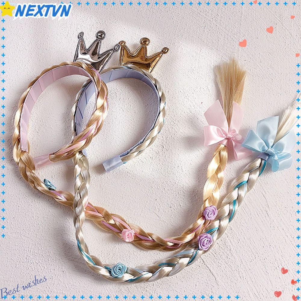NEXTVN Kẹp Tóc Giả Thắt Nơ Dài Hình Vương Miện Tuyết Hoạt Hình Dành Cho Trẻ Em