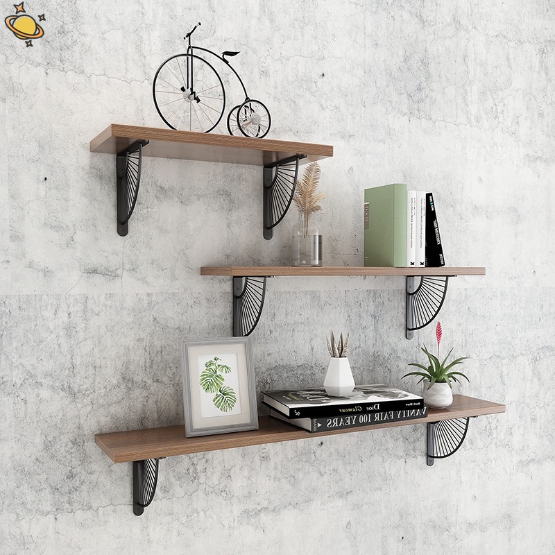 Giá Đỡ Kệ Gắn Tường Bằng Kim Loại Màu Đen Chịu Tải Nặng