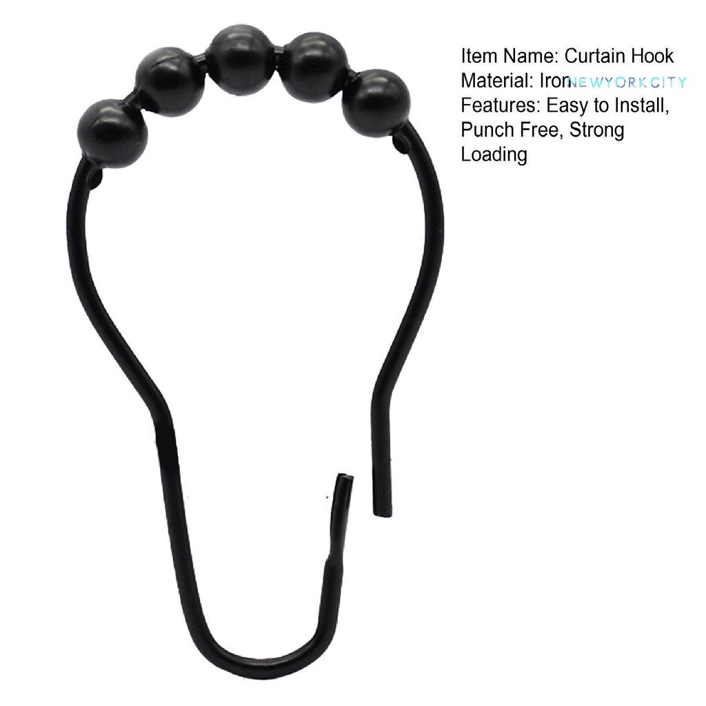 Set 10 Móc Treo Rèm 5 Hạt Kim Loại Chịu Lực Tốt