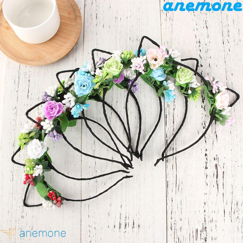ANEMONE Cài Tóc Tai Mèo Đính Hoa Hồng Đáng Yêu Cho Cô Dâu