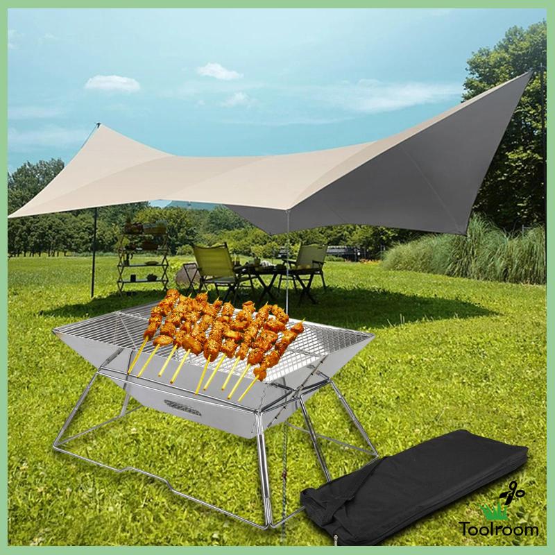 Vỉ Nướng Bbq Bằng Thép Không Gỉ Có Thể Gấp Gọn Tiện Dụng Cho Gia Đình / Đi Biển / Cắm Trại