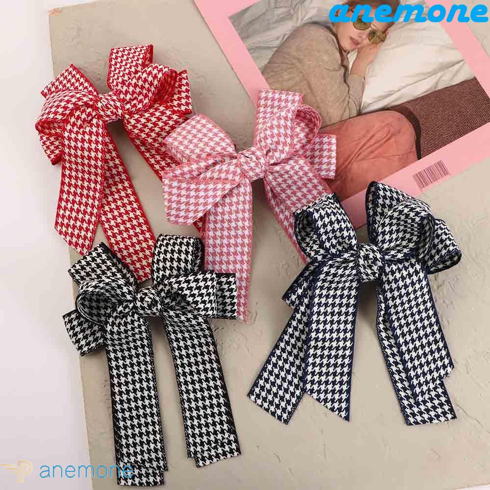 ANEMONE Kẹp Tóc Nơ Họa Tiết Caro Dễ Thương Dành Cho Nữ