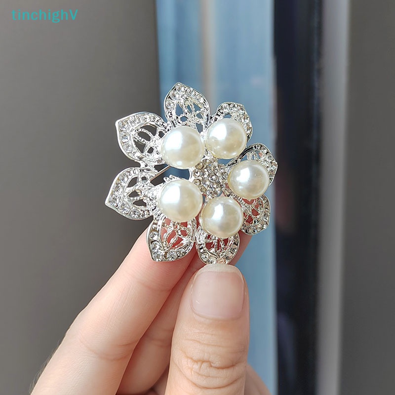 Ghim Cài Áo Hình Cánh Hoa Đính Đá Zircon / Ngọc Trai Thời Trang Cho Nữ