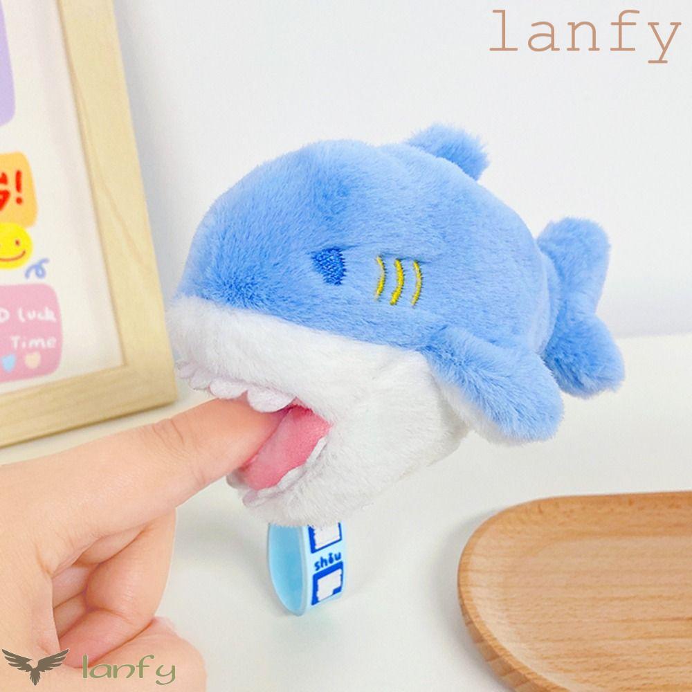 LANFY Móc Khóa Hình Cá Mập Nhồi Bông Hoạt Hình Dễ Thương