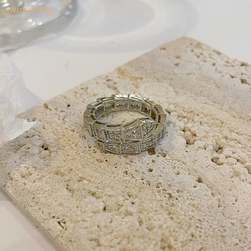 Nhẫn Mạ Bạc Hình Rắn Đính Đá Zircon Lấp Lánh Màu Sắc Tùy Chỉnh Thời Trang Cho Nữ