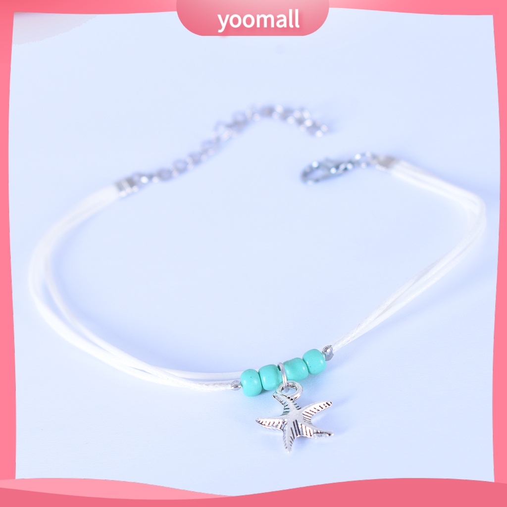 Lắc Chân Nhiều Lớp Đính Hạt Và Ngôi Sao Biển Phong Cách Boho Thời Trang Cho Nữ