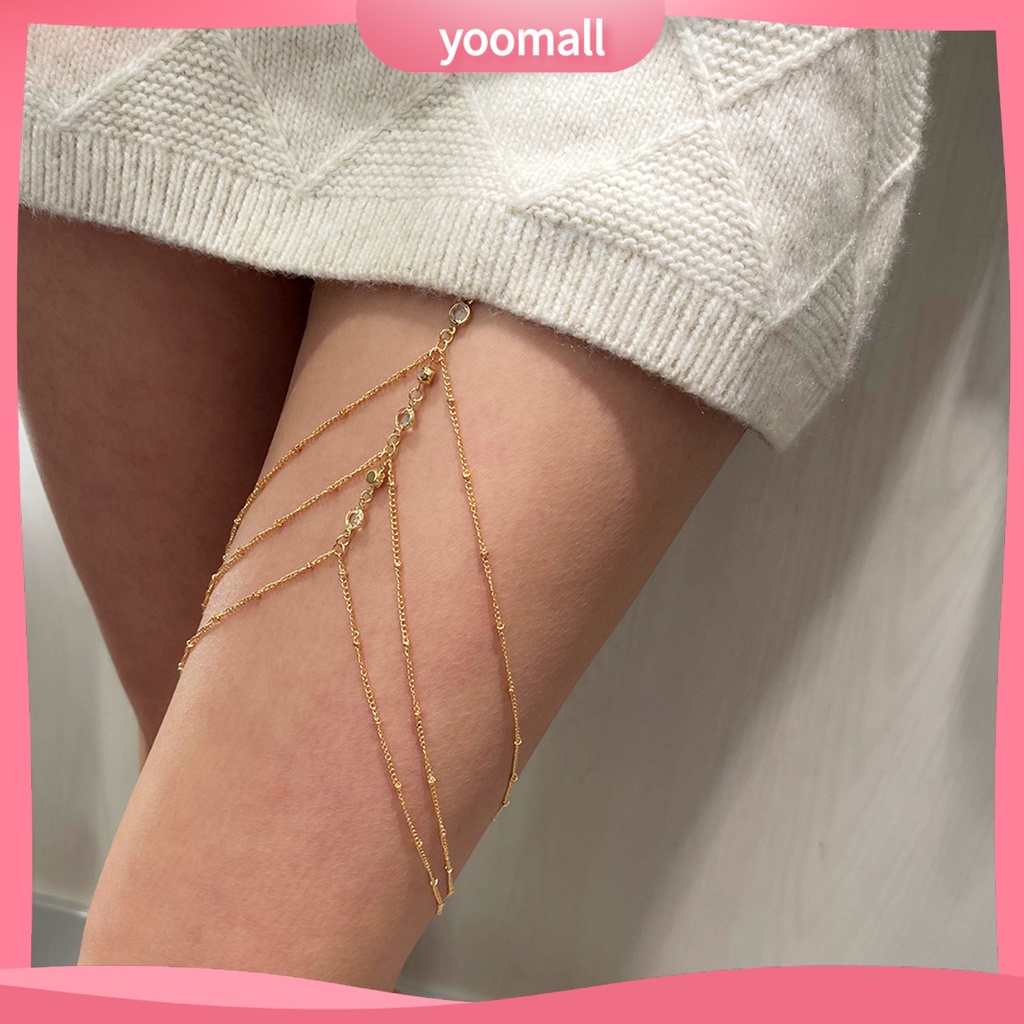 Dây Đeo Chân Co Giãn Nhiều Lớp Đính Đá Thời Trang