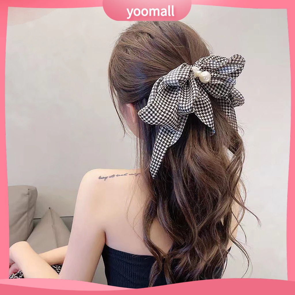 Kẹp Tóc Nơ Lớn Nhiều Lớp Đính Ngọc Trai Giả Thanh Lịch Cho Nữ