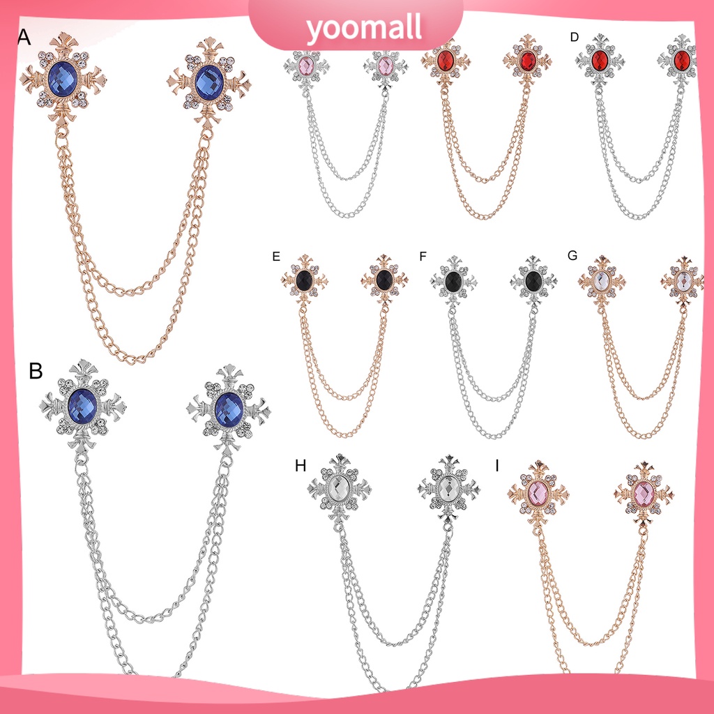 Ghim Cài Áo Đính Đá Phối Dây Xích Tua Rua Dễ Phối Đồ Thời Trang Dự Tiệc Cho Nam Và Nữ