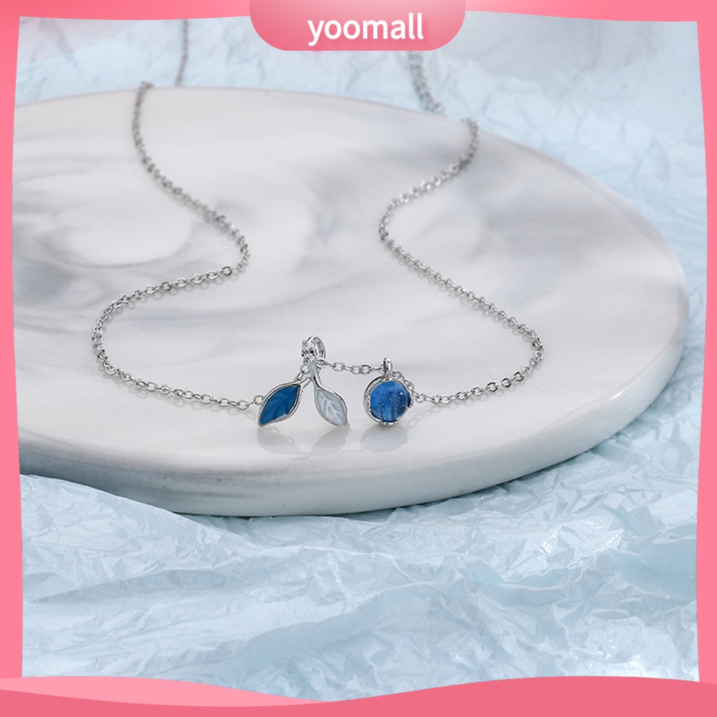 [YM] Vòng cổ Mặt Hình Học Tráng Men Đính Đá Zirconia Màu Sáng Có Thể Điều Chỉnh Mặt Lá Mùa Thu Xanh Dương Biển Quà Tặng Cho Bạn Gái