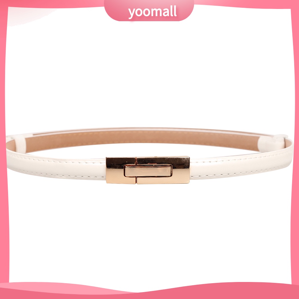 Thắt Lưng Nữ Giả Da Màu Trơn Khóa Kim Loại Thời Trang