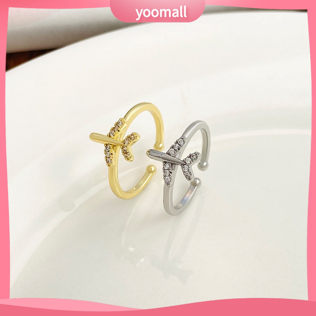 Nhẫn Hở Hình Máy Bay Bằng Kim Loại Lấp Lánh Có Thể Điều Chỉnh