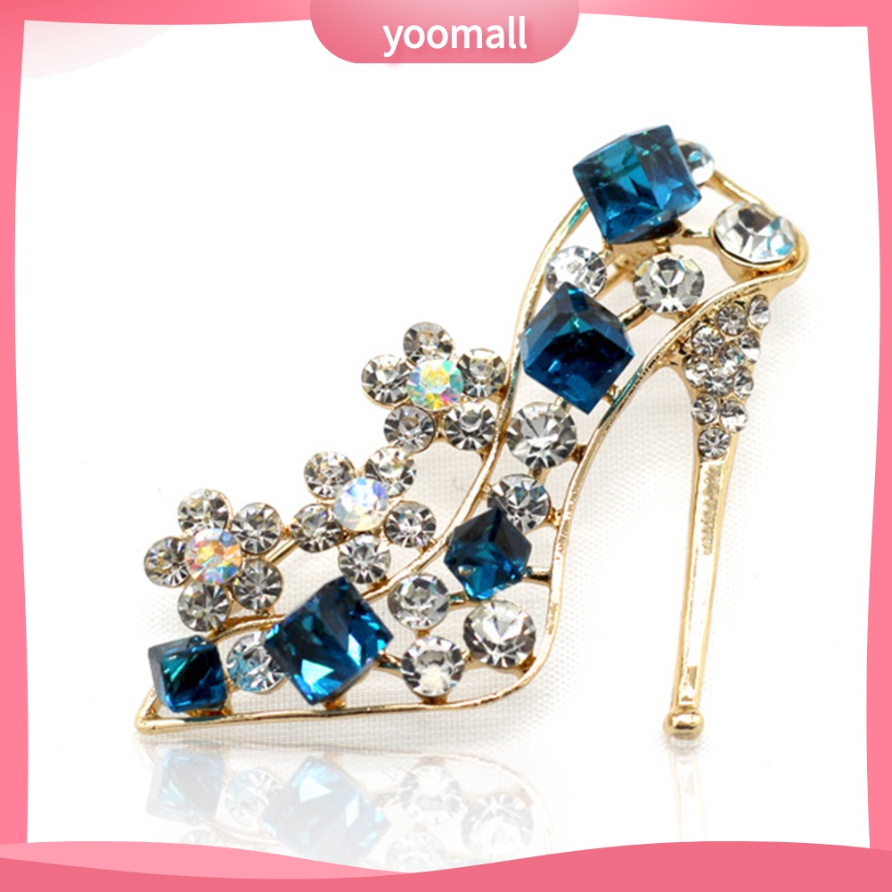 Ghim Cài Áo Hình Giày Cao Gót Đính Đá Phong Cách Vintage