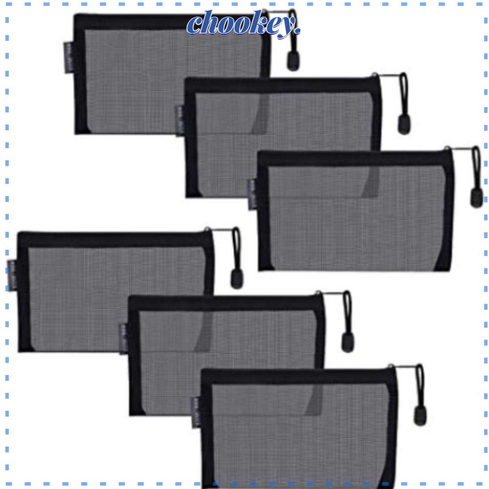 CHOOKEY Set 6 Túi Đựng Bút Trong Suốt Có Khóa Kéo Tiện Dụng Cho Học Sinh Ốp