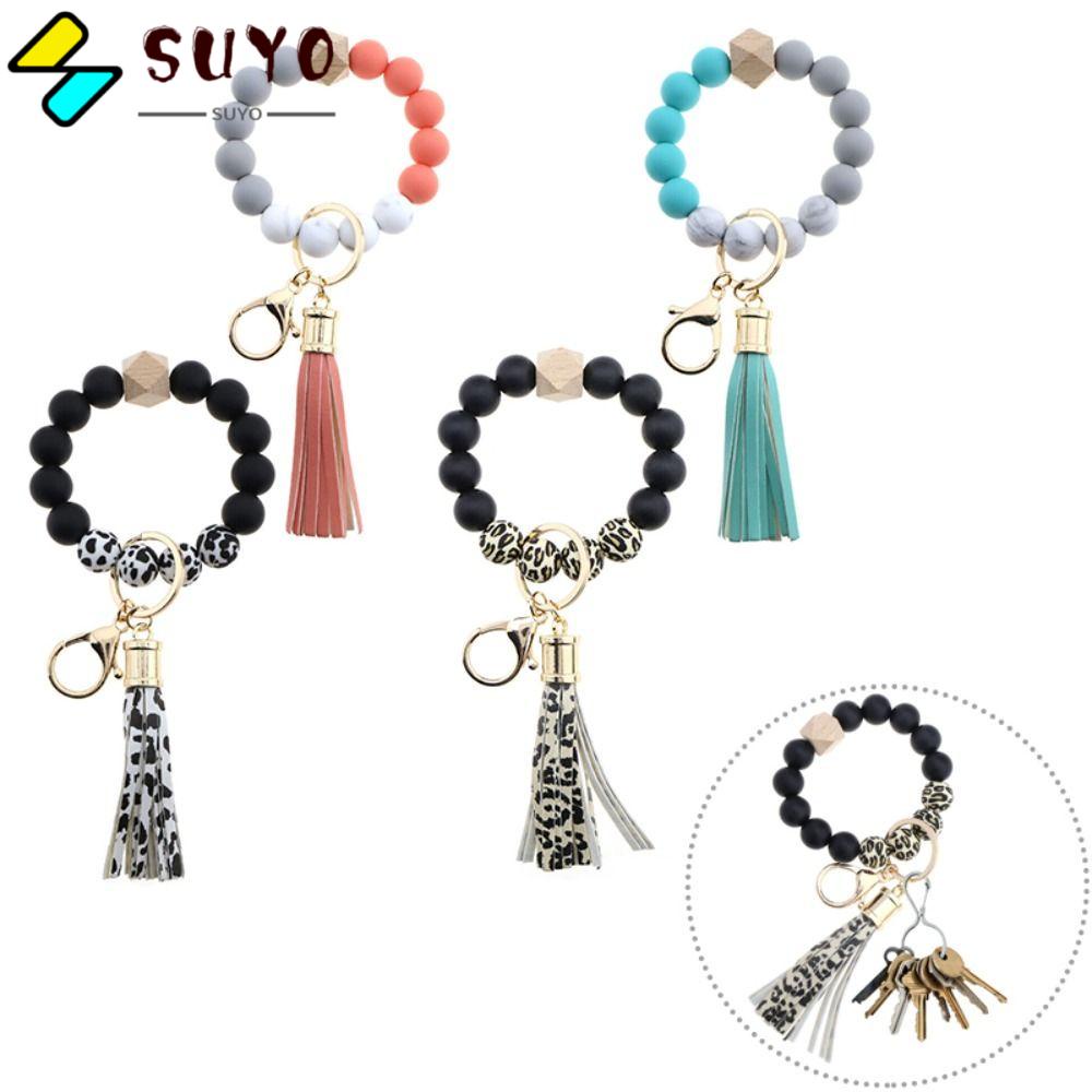 SUYO Vòng Đeo Tay Bằng Da Silicon Co Giãn Phối Tua Rua Nhiều Màu Thời Trang Cho Nữ