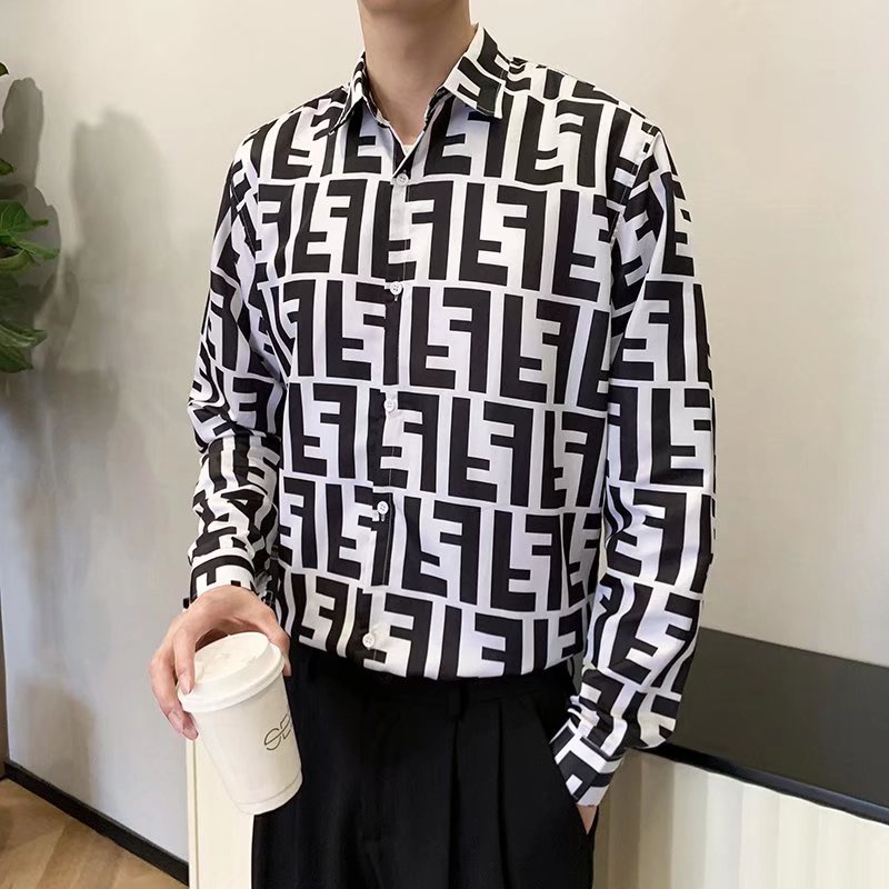 Áo Sơ Mi Tay Dài In Họa Tiết Phong Cách Harajuku Nhật Bản Thời Trang Mùa Xuân Cho Nam