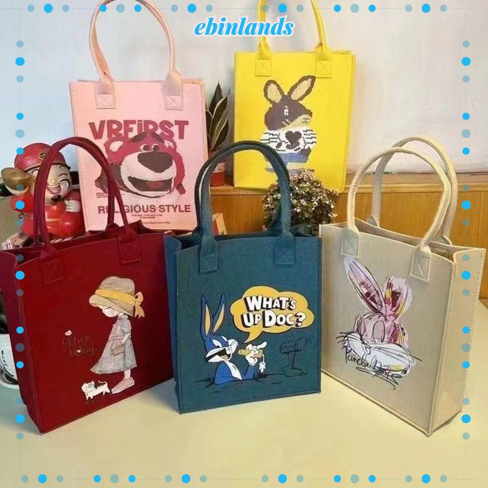 EBINLANDS Túi Tote Cầm Tay In Họa Tiết Hoạt Hình Đa Năng Cho Nữ