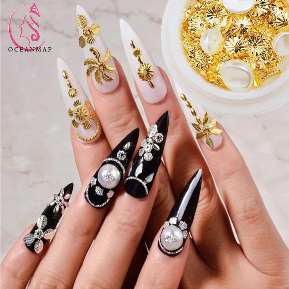 OCEANMAP Hạt Charm Đính Móng Tay 3D Thời Trang