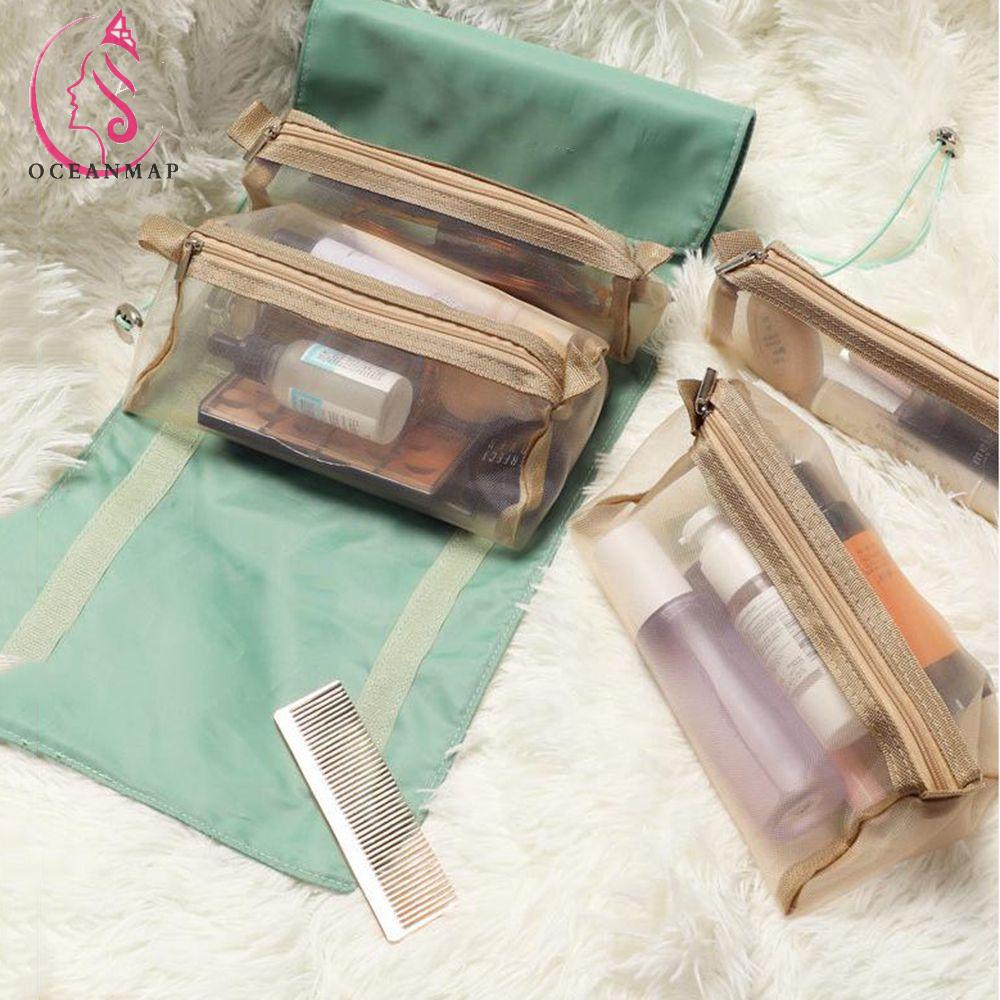 OCEANMAP Túi Lưới Đựng Mỹ Phẩm Trang Điểm Sức Chứa Lớn Có Thể Gấp Gọn Tiện Lợi Cho Nữ