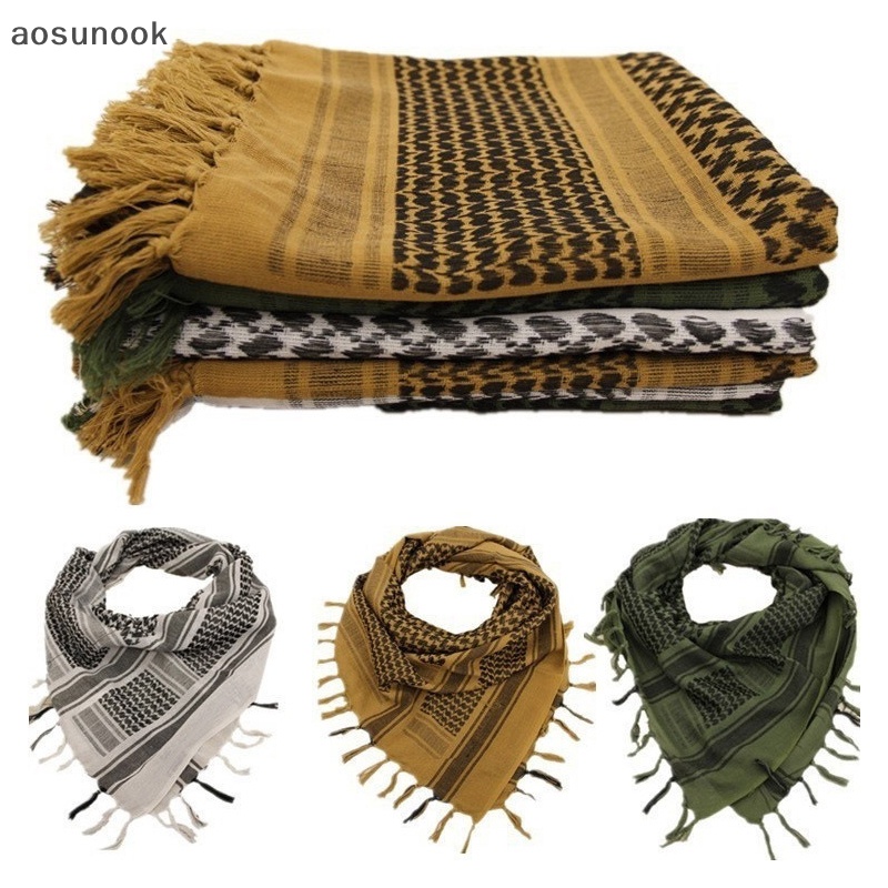 Aosunook Khăn Trùm Đầu Bằng Cotton Chống Gió Và Cát Phong Cách Chiến Thuật Đạo Hồi Giáo Ả Rập Cho Nam EN