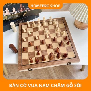 Bộ cờ vua nam châm gỗ sồi 2in1 - chơi cờ vua, cờ đam xuất dư