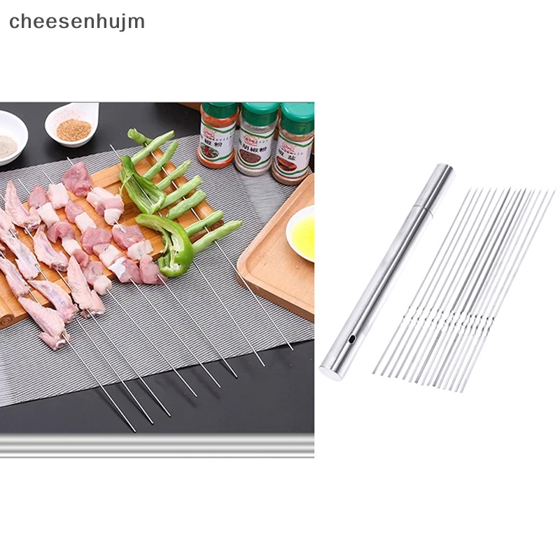 Bộ 15 Cái Xiên Nướng BBQ Bằng Thép Không Gỉ Tái Sử Dụng Được Kèm Hộp Đựng
