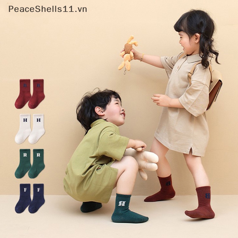 Vớ Ngủ Cotton Màu Trơn In Chữ Màu Trắng Dễ Thương Cho Bé